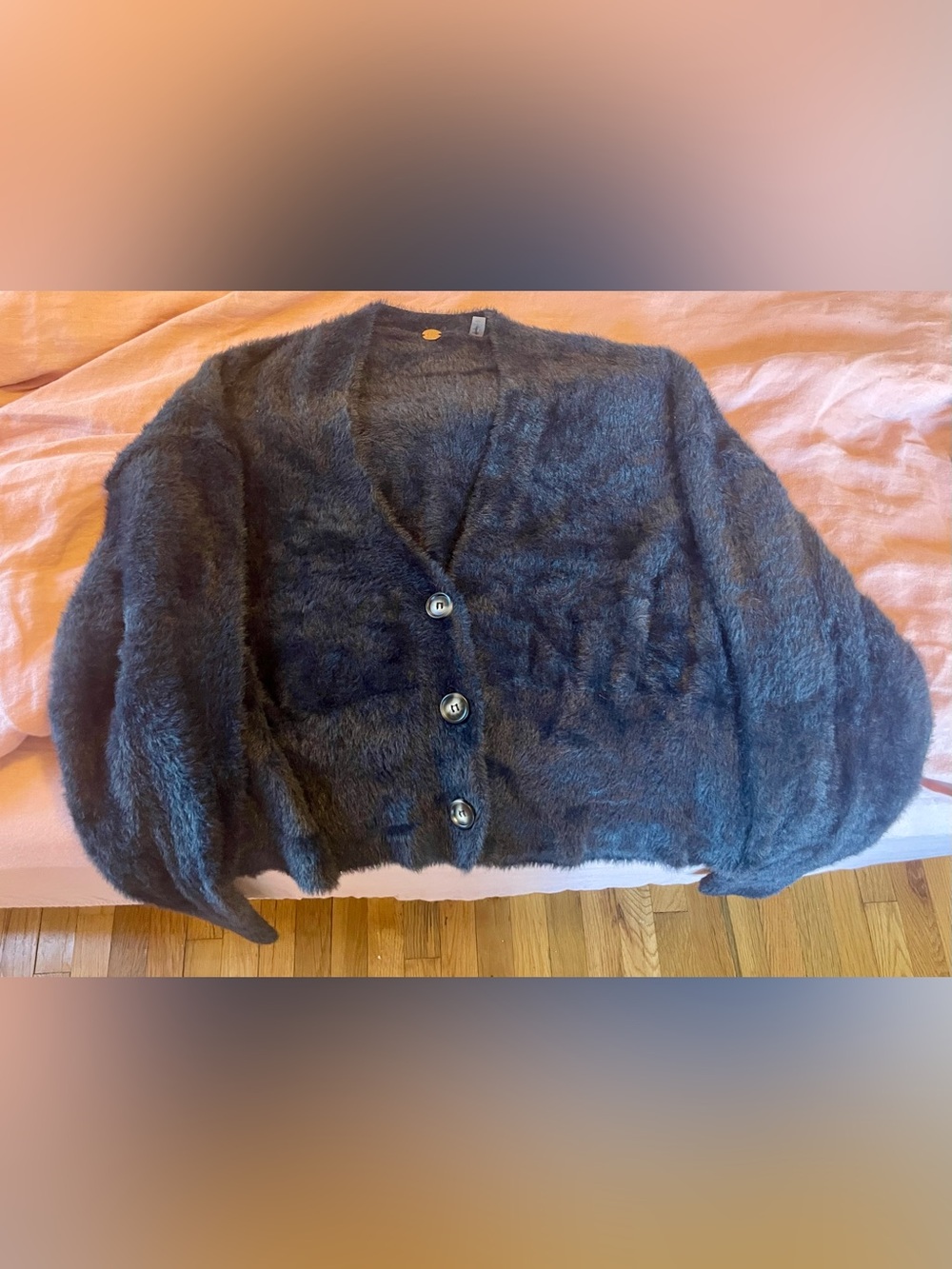 Free People Cropped Fuzzy Sweater - Black